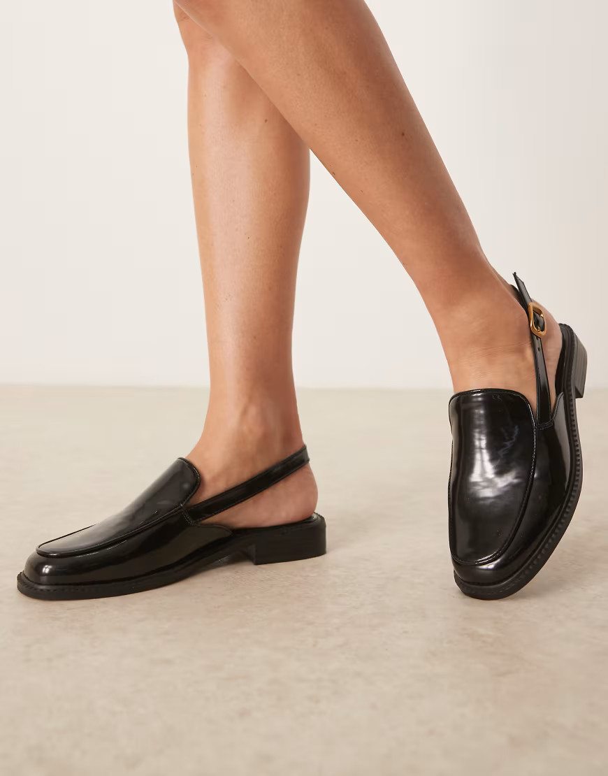 ASOS DESIGN Marcella slingback loafers in black | ASOS (Global)