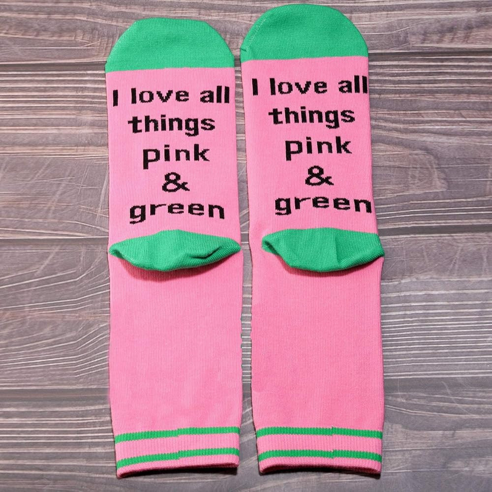 G2TUP Leaf Pink and Green Sorority Gifts Love Pink Go Green Socks Sorority | Amazon (US)