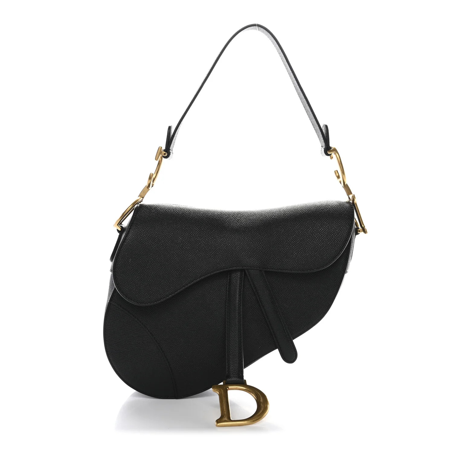 Grained Calfskin Saddle Bag Black | FASHIONPHILE (US)