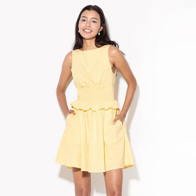 Women's Sleeveless Smocked Waist Mini Dress - Wild Fable™ Yellow M | Target