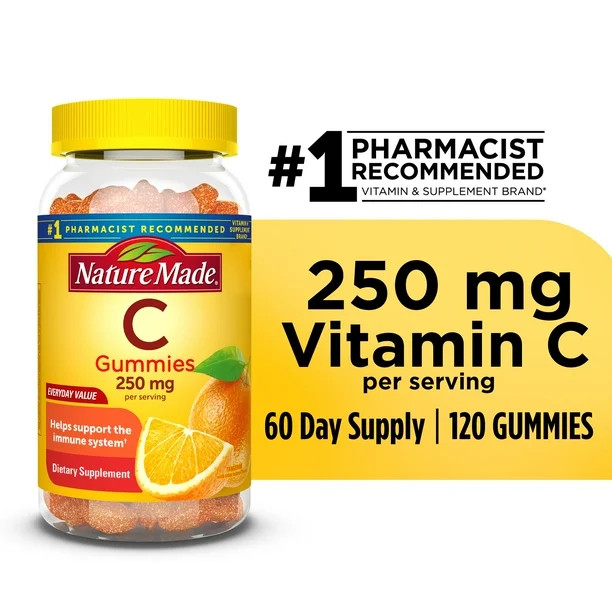 Nature Made Vitamin C Gummies 250 mg, 120 Count, Tangerine - Walmart.com | Walmart (US)