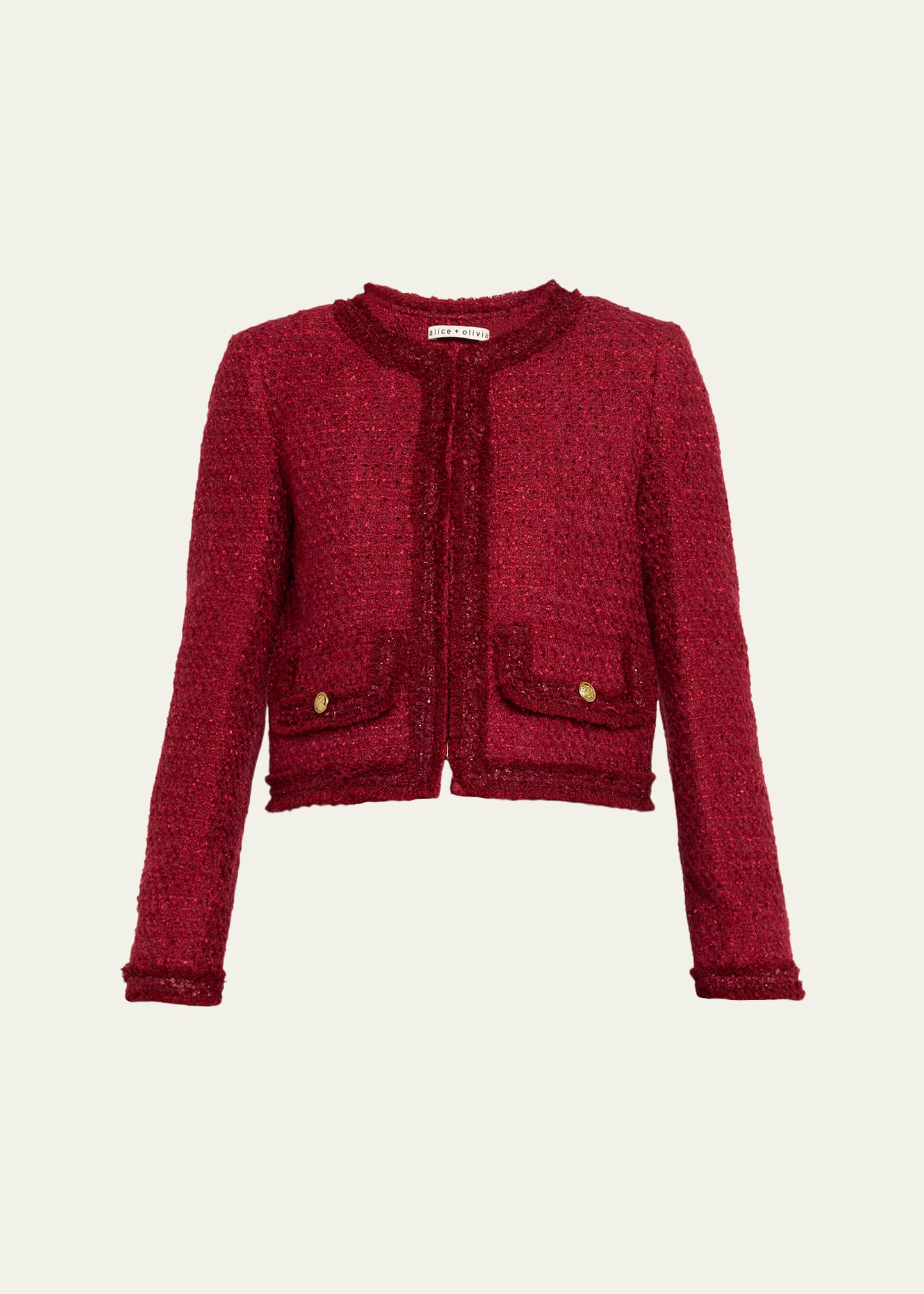 Alice + Olivia Landon Cropped Tweed Jacket | Bergdorf Goodman