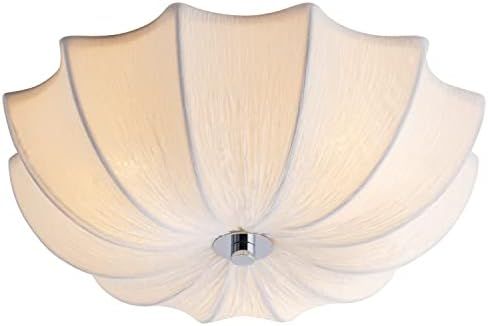 VILUXY Flush Mount Ceiling Light Fixture White Fabric Drum Shade Modern Chandelier for Bedroom, Dini | Amazon (US)