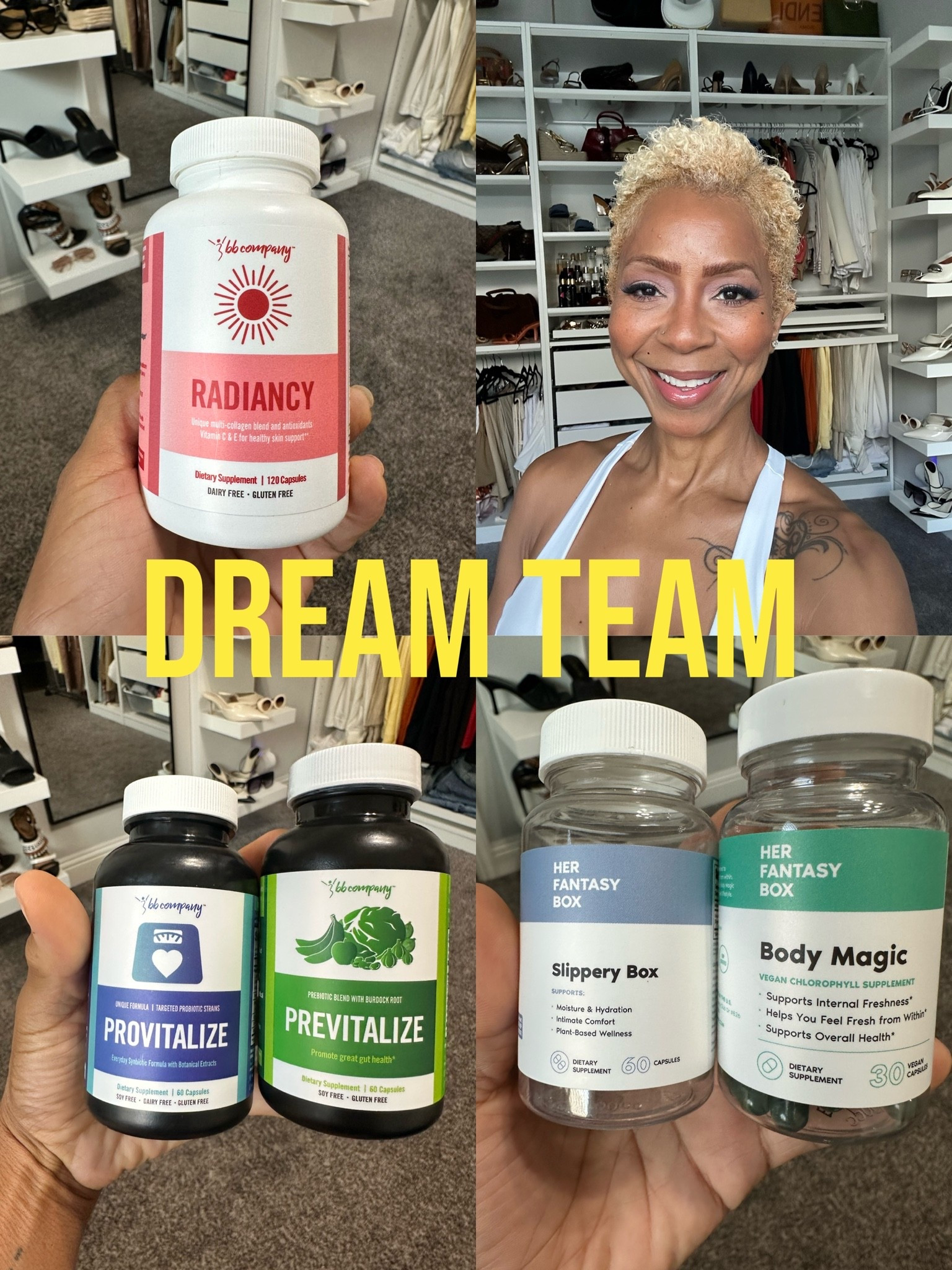 This 54 year old body requires assistance to maintain optimal functionality! These are my absolute go to’s for very specific needs as a post-menopausal woman. They are all plant based, vegan supplements and they work!!!
Radiancy: Healthy skin support + vaginal probiotics
Provitalize & Previtalize: Menopause support! Joint pain, hot flashes, weight management, healthy gut probiotics.
Shop the above products on Amazon, Albertson’s, Vitamin Shoppe, or directly from the brand with my link: https://thebbco.com/?ref=born2bzesty&utm_source=influencers&utm_medium=instagram&utm_campaign=paidcollab 
Body Magic: Supports total body freshness from within! 
Slippery Box: Moosture & hydration, intimate comfort

#LTKmorningroutine #LTKselfcare #LTKOver40