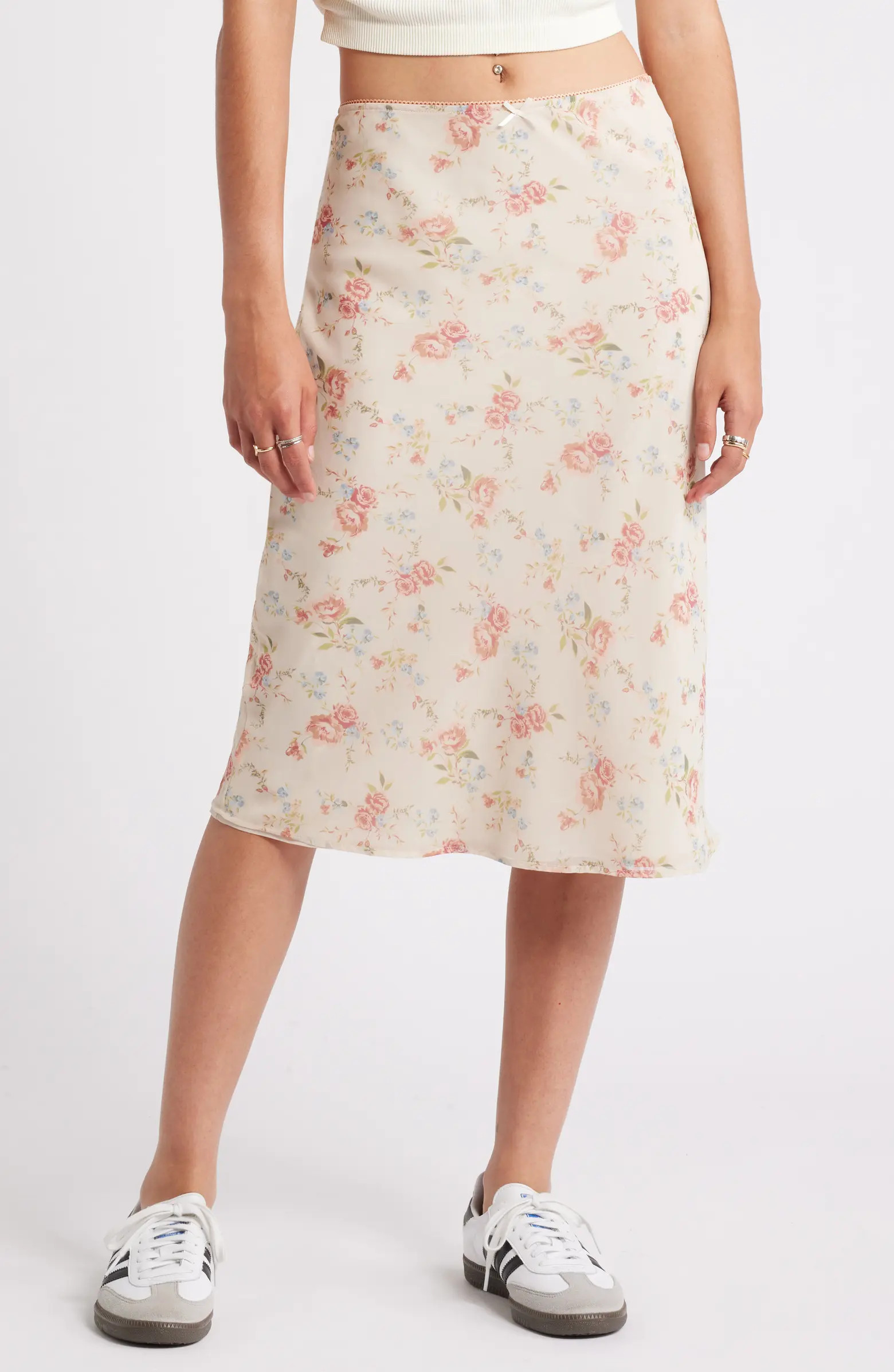 Midrise Floral Midi Skirt | Nordstrom