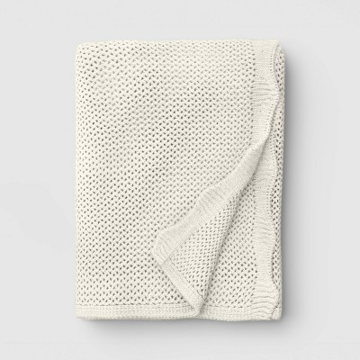 Knit Throw with Scalloped Edge Ivory - Threshold™ | Target