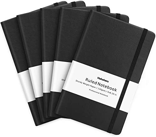 5 Pack Notebooks Journal, Ruled Notebook, Premium Thick Paper Lined Journal, Black Hardcover Noteboo | Amazon (US)