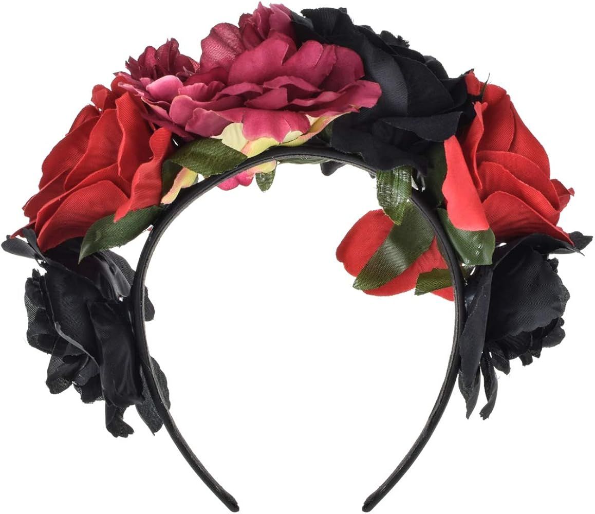 Vividsun Mexican Rose Flower Crown Day of The Dead Floral Crown | Amazon (US)