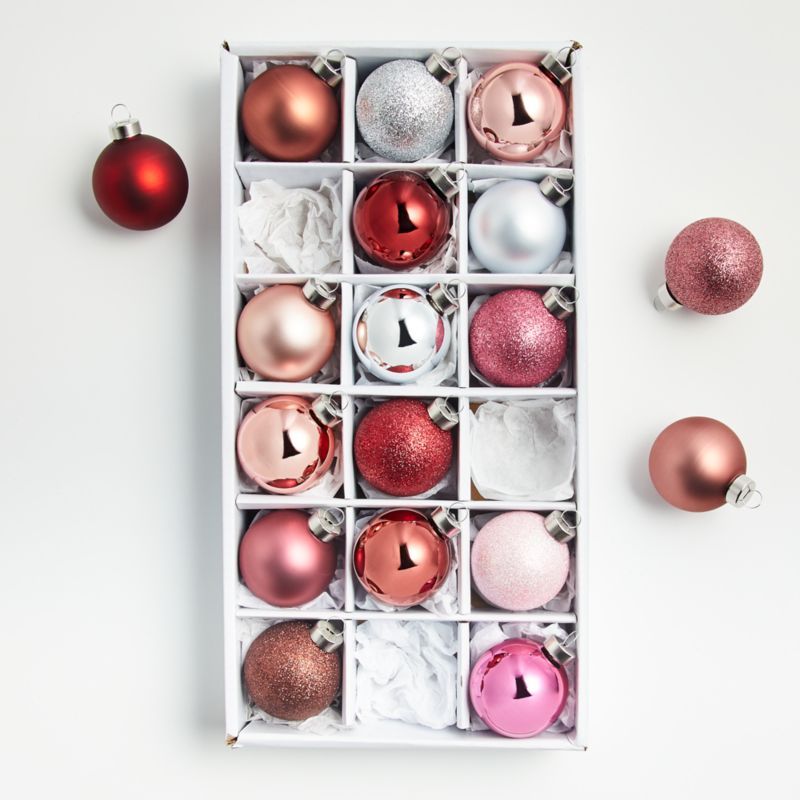 Medium Blush Tonal Ball Christmas Ornament Set | Crate and Barrel | Crate & Barrel