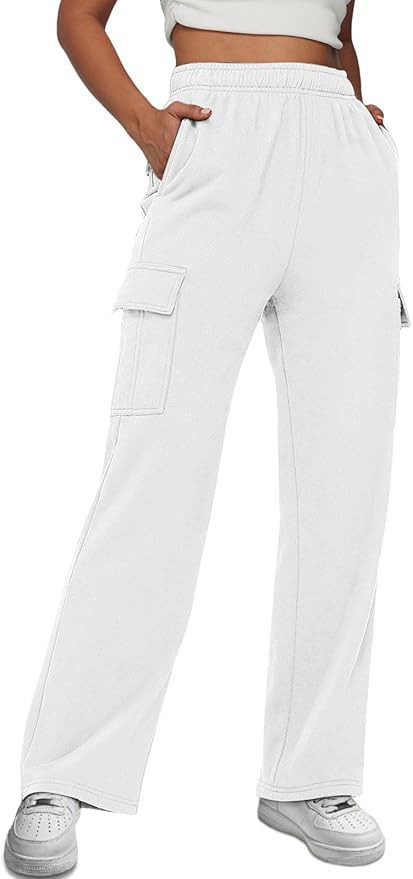 AUTOMET Womens Cargo Sweatpants Casual Baggy Fleece High Waisted Joggers Pants | Amazon (US)