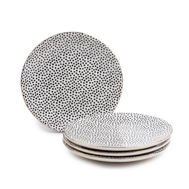 Thyme & Table Dinnerware Black and White Dot Dinner Plates, 4 pack - Walmart.com | Walmart (US)