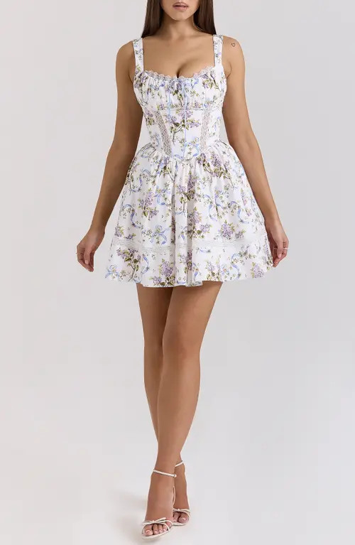 HOUSE OF CB Kimmie Floral Minidress in Off White Floral Print at Nordstrom, Size Small A | Nordstrom