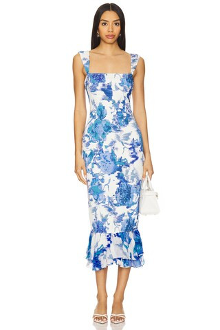 HEMANT AND NANDITA X Revolve Midi Dress in Blue & White from Revolve.com | Revolve Clothing (Global)