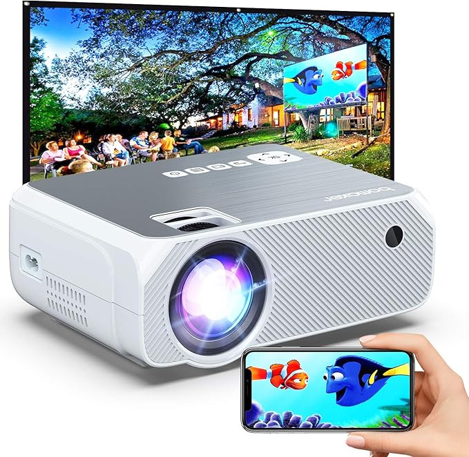 Outdoor Projector, 6000 Lux, Bomaker Portable WiFi Mini Projector for Outdoor Movies, Wireless Mi... | Amazon (US)