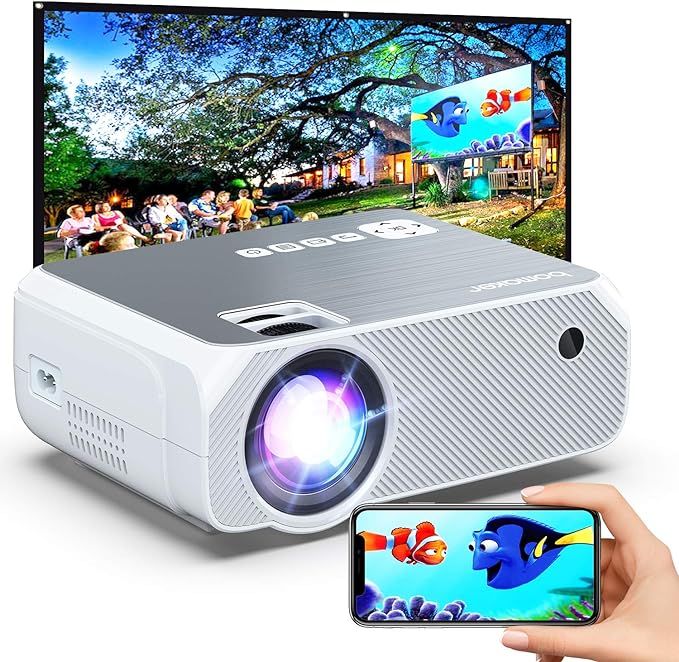 Outdoor Projector, 6000 Lux, Bomaker Portable WiFi Mini Projector for Outdoor Movies, Wireless Mi... | Amazon (US)