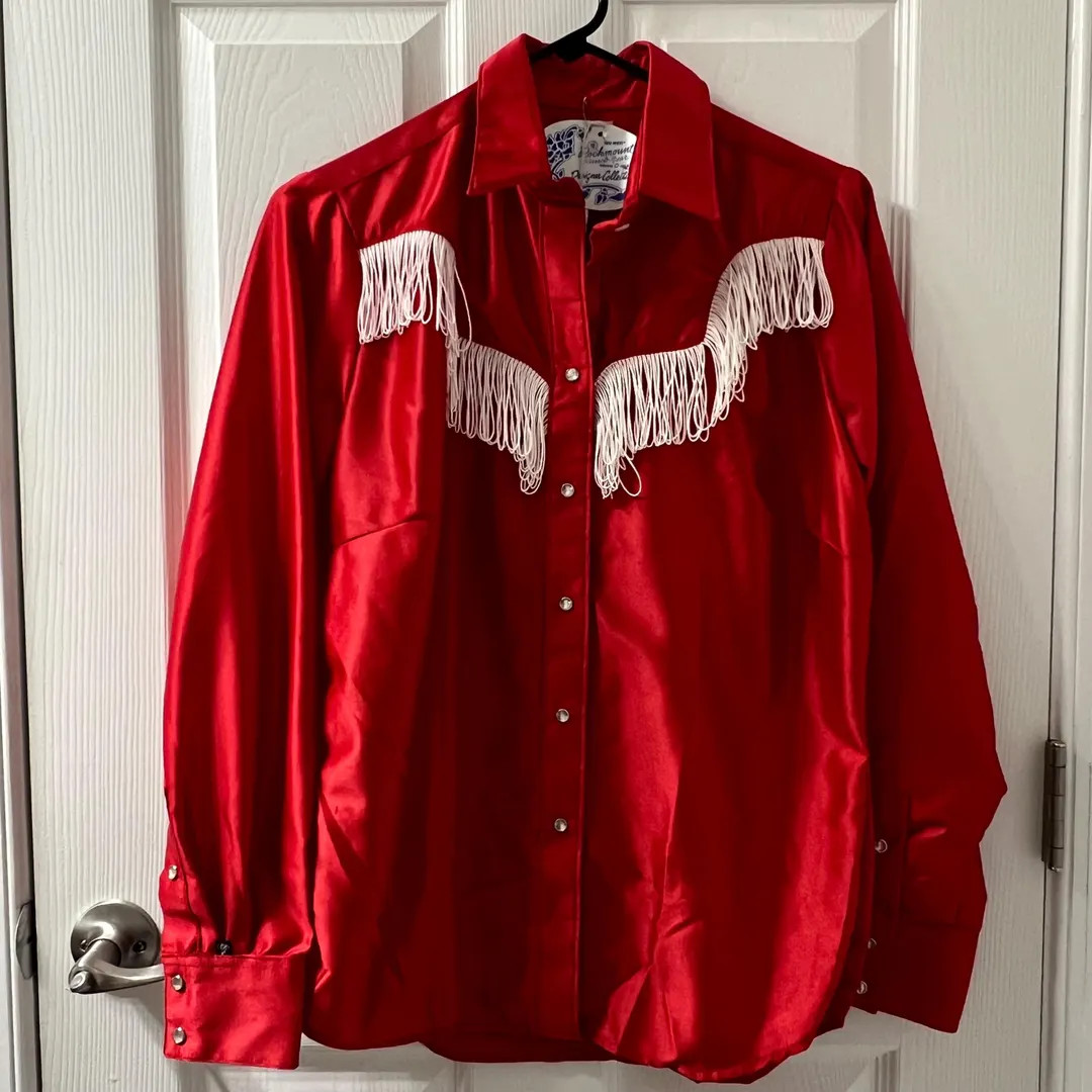 Vintage Rockmount Ranch Wear - Red Fringe Tassle Pearl Snap Shirt - Shiny Satin - Ribbon Winner | Etsy (US)