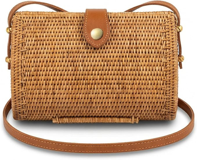 Borsa Paglia Donna Estiva in Midollino con Intreccio in Rattan - Borsetta Tonda con Cinturino Lun... | Amazon (IT)