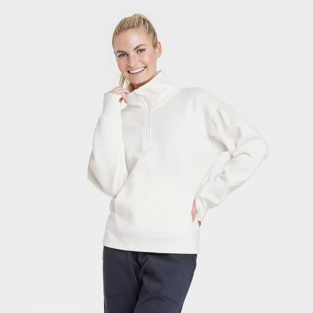 Women's Cotton Fleece 1/4 Zip Sweatshirt - All in Motion™ | Target