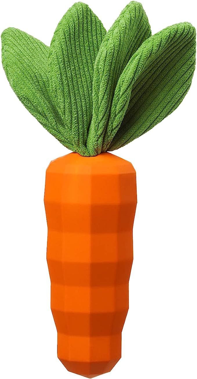 Dog Squeaky Chew Toys for Aggressive Chewers, Indestructible Rubber Carrot Dog Toys for Training and | Amazon (US)