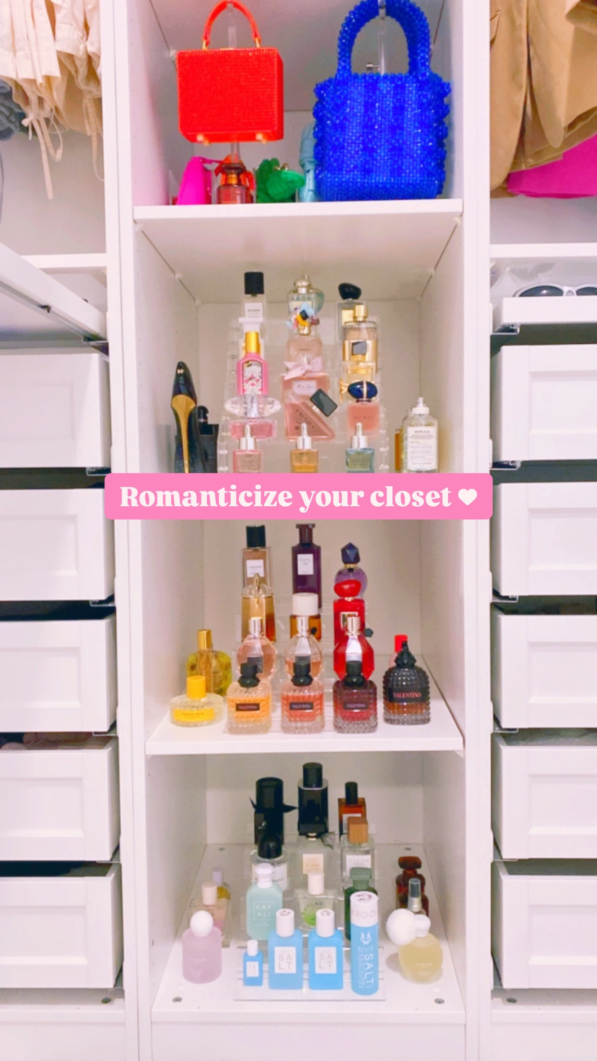 ✨ Use acrylic risers to organize perfume collection. 
✨Add handbag displays to elevate the look & feel of your closet. 
✨ Pop in some drawer dividers to keep things tidy. 

#LTKHome