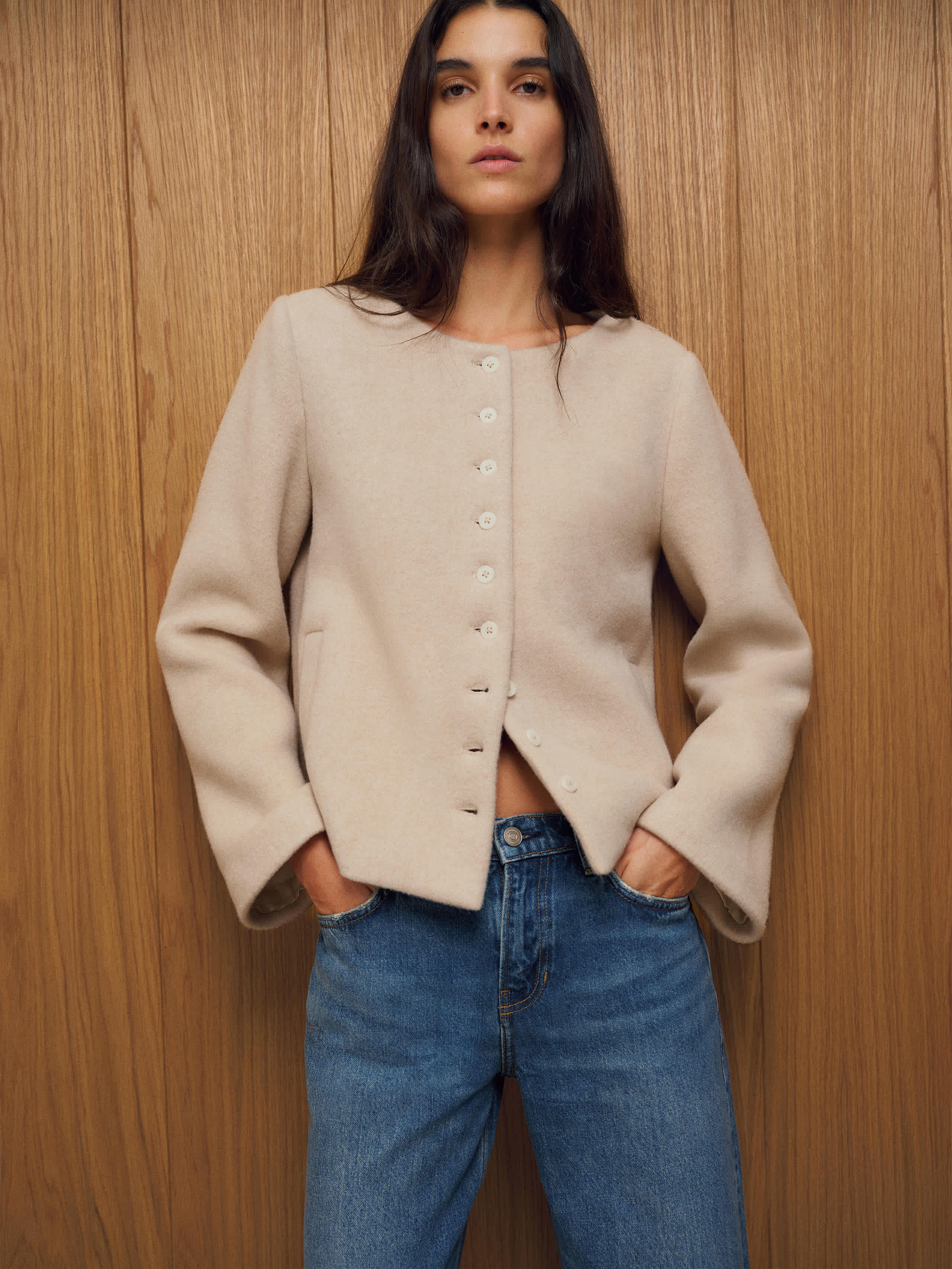 Reformation Lucia Wool Jacket Ivory XS | Reformation (Global)
