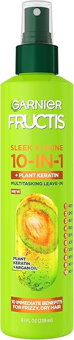 Garnier Fructis Sleek & Shine 10-in-1 for Frizzy, Dry Hair, Plant Keratin, 8.1 Fl Oz, 1 Count (Pa... | Amazon (US)
