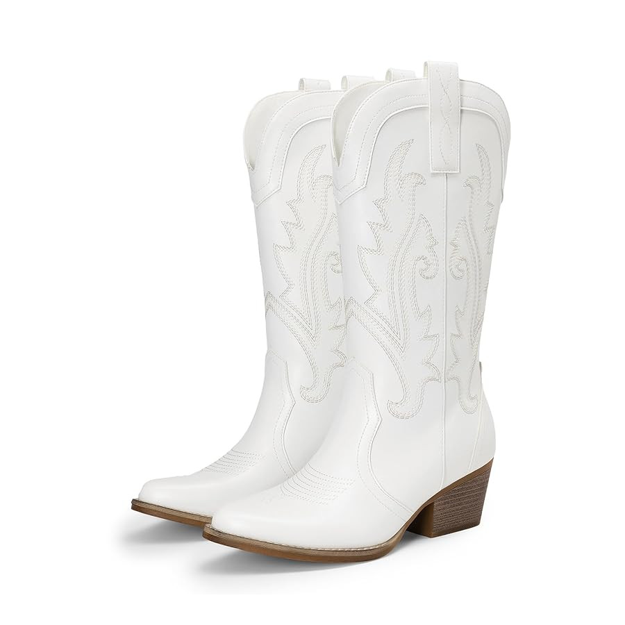 DREAM PAIRS Women's Cowboy Boots Mid Calf Cowgirl Boots Point Toe Chunky Heel Embroidery Stitched... | Amazon (CA)