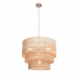 Hampton Bay Sessions 5-Light Brown Tiered Rattan Pendant HDP98944RAT - The Home Depot | The Home Depot