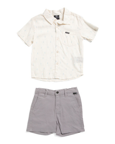 Toddler Boys 2pc Linen Blend Button Shirt And Chino Shorts Set | Easter Gifts | Marshalls | Marshalls