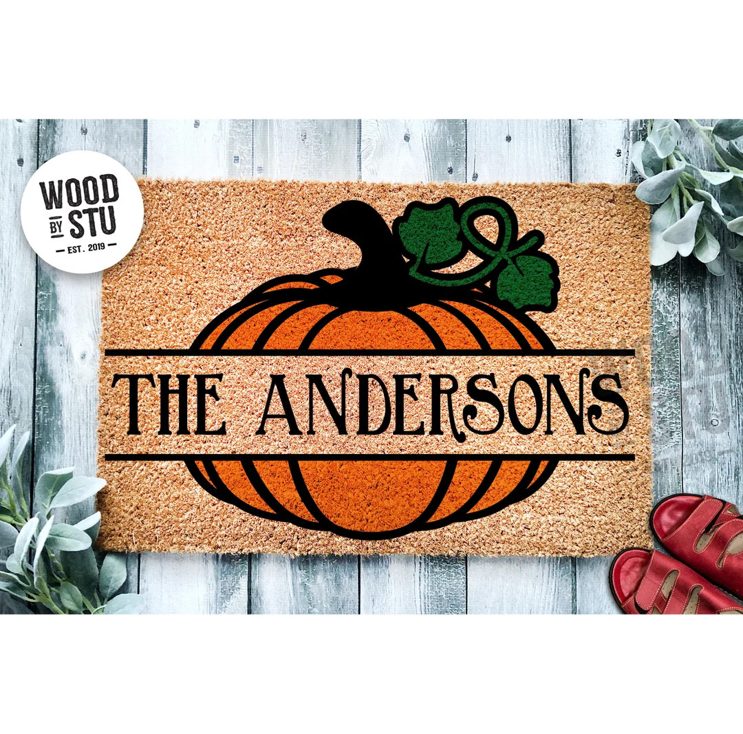 Custom Doormat Pumpkin Family Name Fall Doormat Welcome Mat Pumpkin Door Mat Fall Autumn Decor Gi... | Etsy (US)