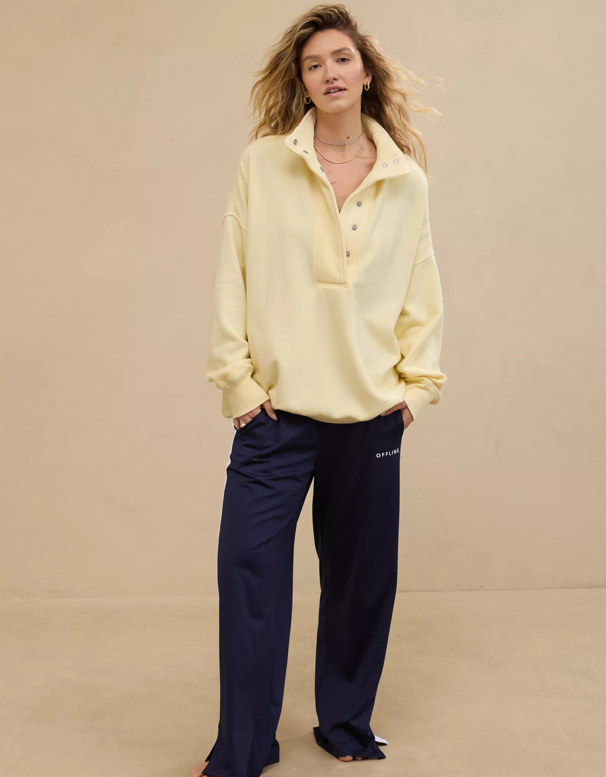 Aerie Getaway Quarter Snap Sweatshirt | Aerie