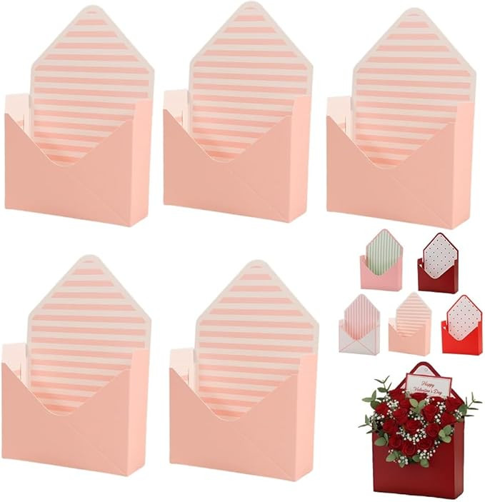 AOMYK Valentine Envelope Boxes, Valentines Day Red Envelope Gift Box, Flower Wrapping Paper, Roma... | Amazon (US)