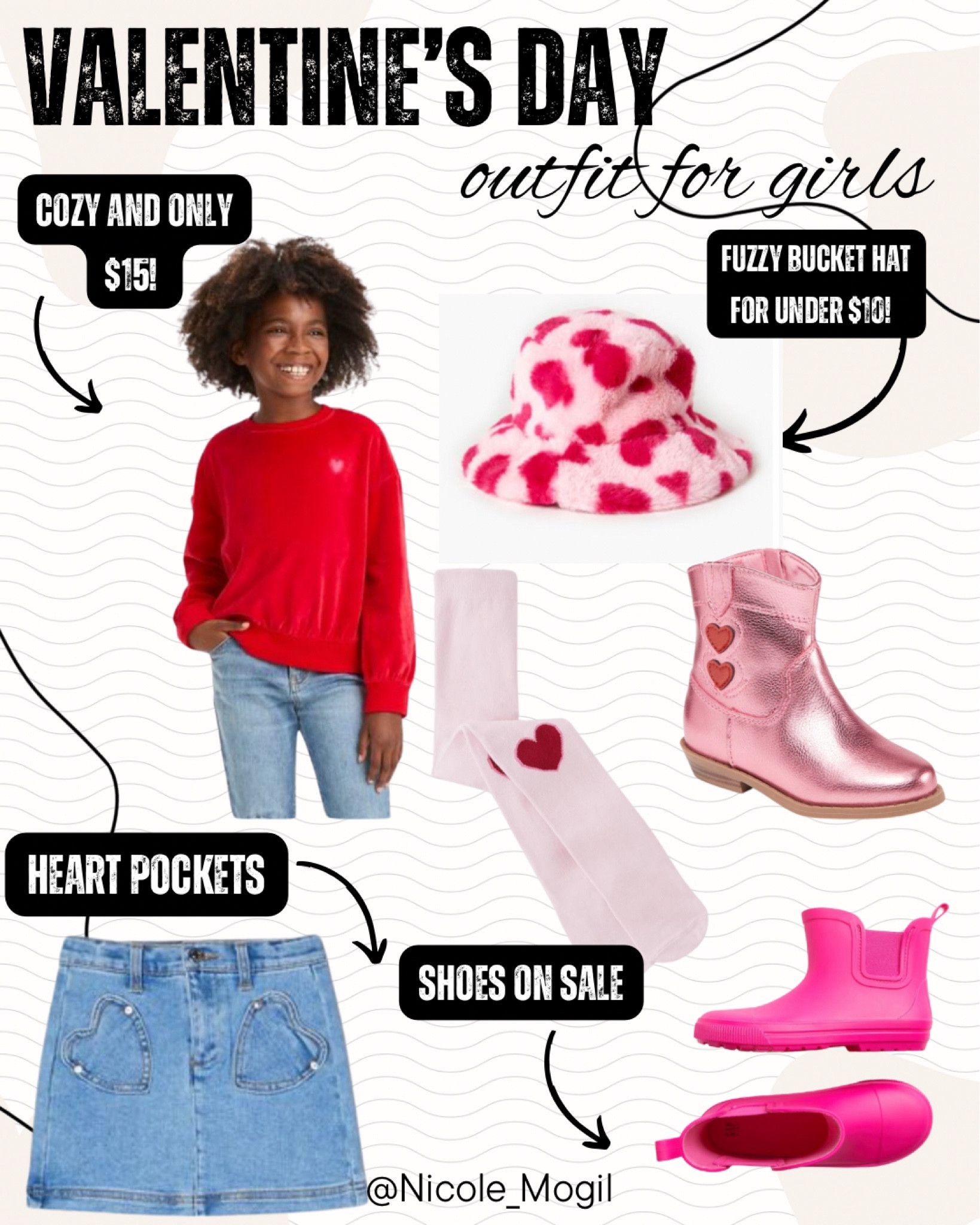 Valentine’s Day outfit inspo for your girl!! ♥️🩷 

denim skirt | bucket hat | rain boots | cowboy boots | pink and red  | kids 

#LTKSeasonal #LTKkids #LTKsalealert