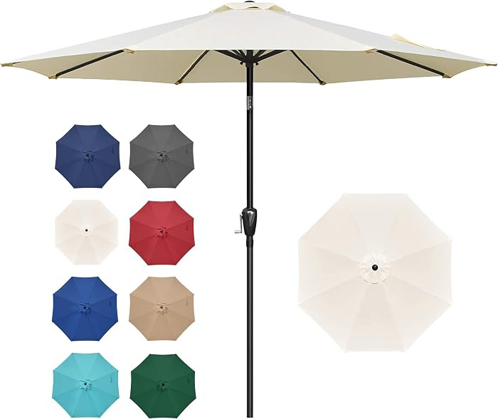Simple Deluxe 9FT Outdoor Patio Umbrella Table Market Umbrella with Push Button Tilt and Crank, 8... | Amazon (US)