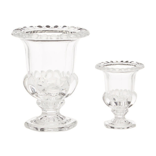 Two's Company Grande Set of Two Neoclassical Urn Candleholder/Vases - Glass | Gracious Style