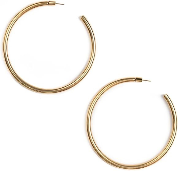 BESTOW 18K Gold Hoop Earrings for Women - Gold Plated in 3 Sizes: 1", 2", 2.75" - Lightweight, Wa... | Amazon (US)