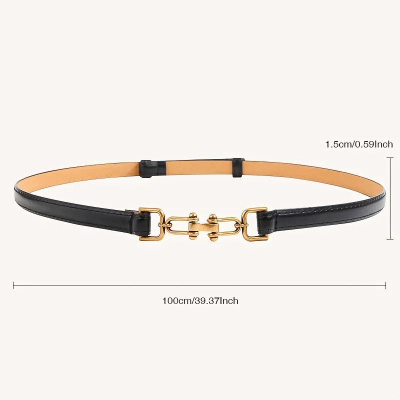 Black Metal Hasp Belt Simple Classic Elegant Women's Thin Waist Belt Dress Ornament Waistband | Temu Affiliate Program