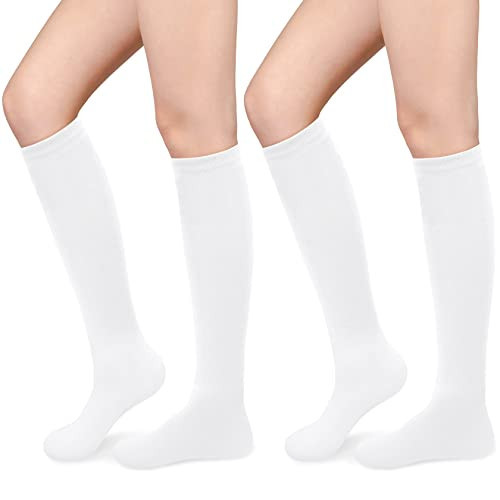 qikqik White Knee High Socks for Women Knee High White Socks White Knee Socks for Women Long White Socks White High Socks Women | Amazon (US)