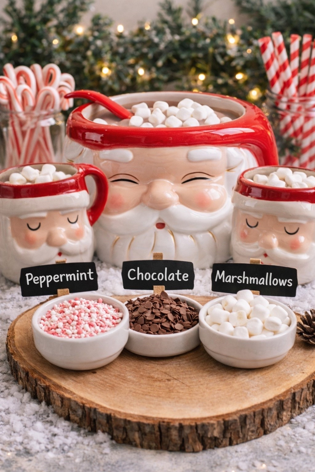 Santa Hot Cocoa Bar 🎅🏻☕️
Styled this Santa punch bowl as a cozy hot cocoa station with matching Santa mugs and simple toppings. Perfect for Christmas morning, movie nights, or holiday hosting — festive, functional, and such a fun centerpiece for the season.

#LTKHome #LTKSeasonal #LTKHoliday