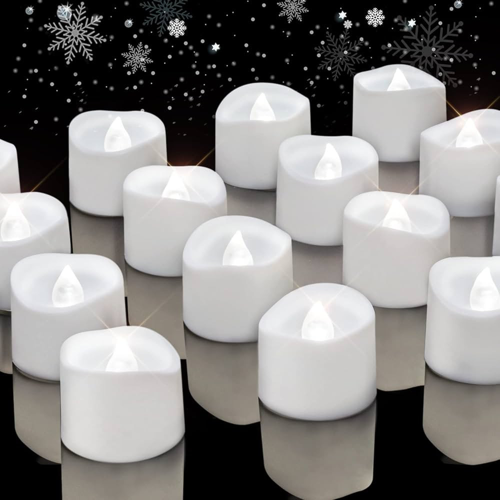 Homemory 48-Pack White Tea Lights Candles Battery Operated, Flameless Flickering LED Tea Lights, ... | Amazon (US)