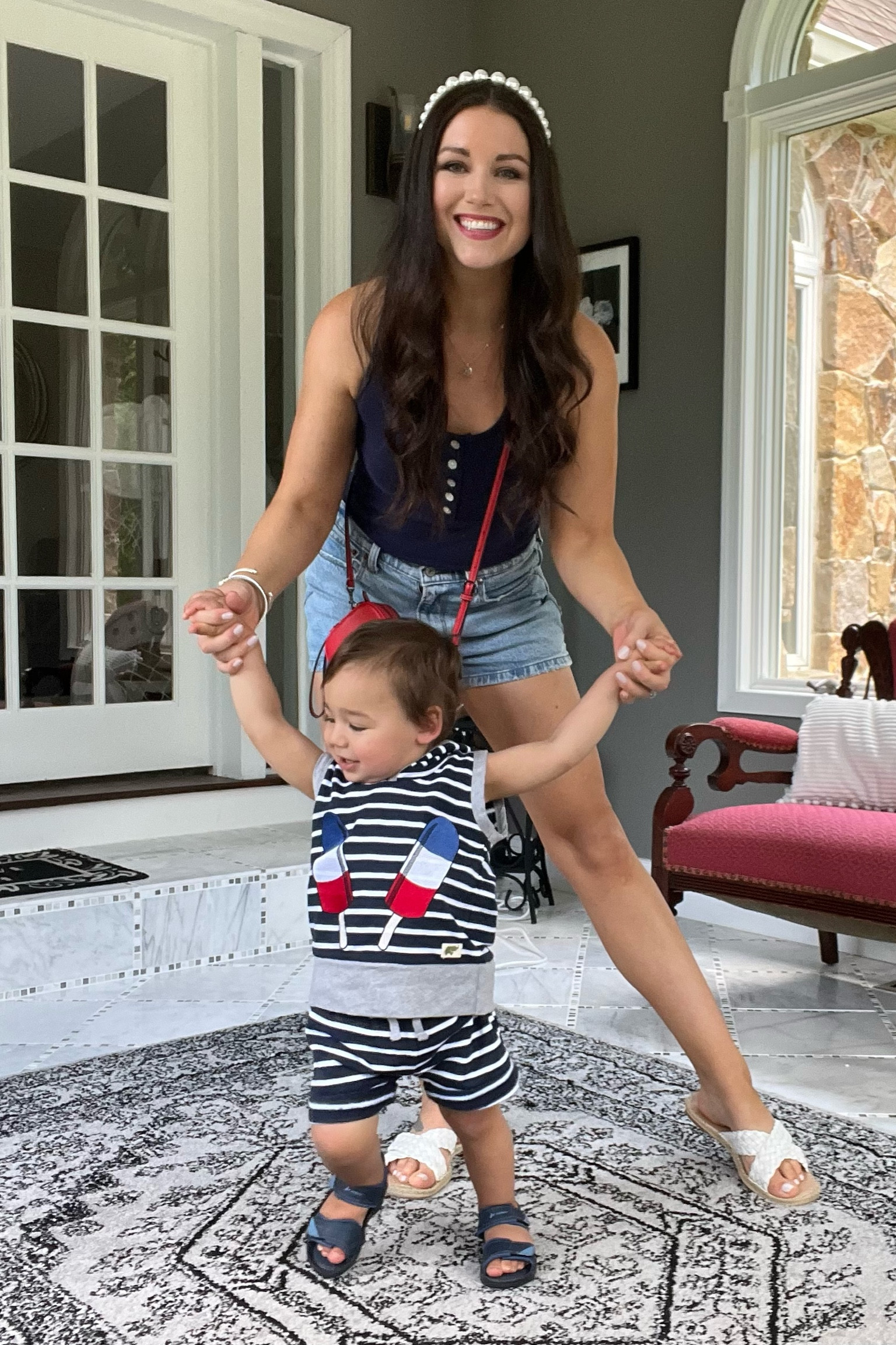 Red White & Blue outfit idea, Fourth of July outfit, mommy and me outfit, toddler outfit, Fourth of July toddler, Memorial Day outfits, mom shorts, basic bodysuit, navy bodysuit, affordable fashion, affordable basics, Monica & Andy, red, white & blue toddler, red crossbody bag, pearl headband 

#LTKSeasonal #LTKkids #LTKfamily