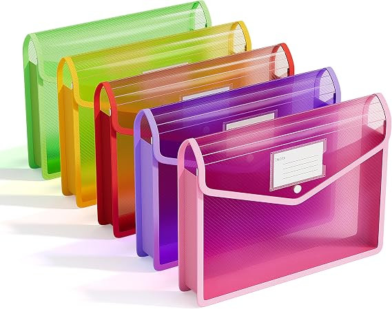 ThinkTex Plastic Expanding File Folders, Transparent Envelopes with Snap | Suitable for Home, Off... | Amazon (US)