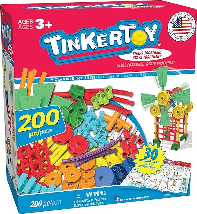 TINKERTOY 30 Model 200 Piece Super Building Set - Preschool Learning Educational Toy for Girls an... | Amazon (US)