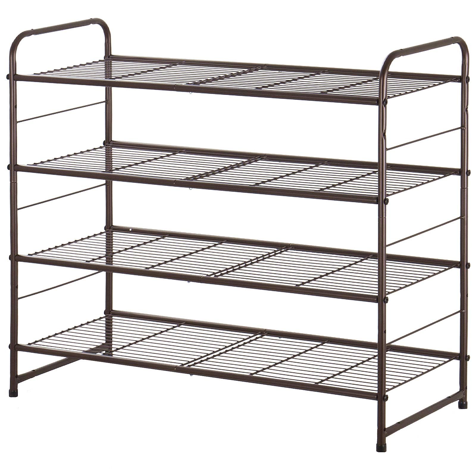 Bextsrack 4-Tier Shoe Rack, Stackable & Adjustable Wire Grid Shoe Shelf Storage Organizer for Closet | Amazon (US)