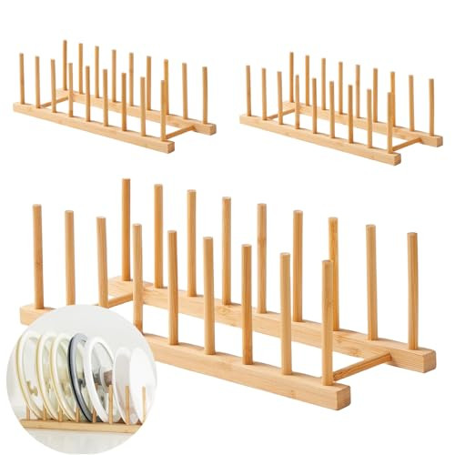 Bamboo Dish Drying Rack Wooden Dish Rack Plate Rack Multifunctional Dish Racks for Kitchen Counter Dishes Plates Bowls Cups Pot Lids Cutting Boards Bakeware Cooling Racks Serving Trays Books and More | Amazon (US)