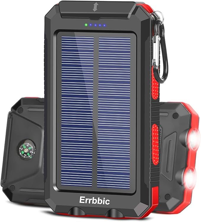 Solar Charger 20000mAh Portable Solar Power Bank Waterproof External Backup Battery Power Pack Ch... | Amazon (US)