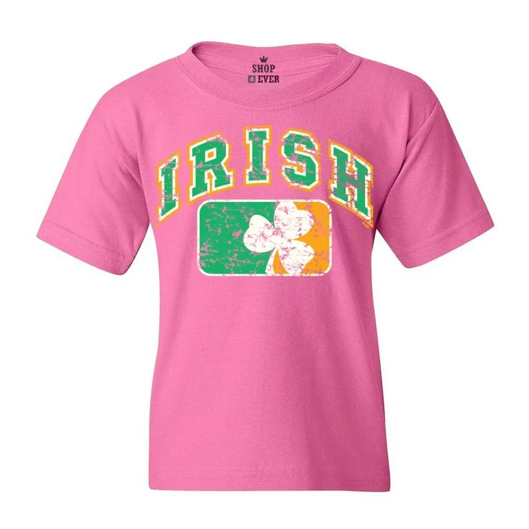 Shop4Ever Kids Distressed Irish Flag St. Patrick's Day Graphic Child's Youth T-Shirt Large Azalea... | Walmart (US)