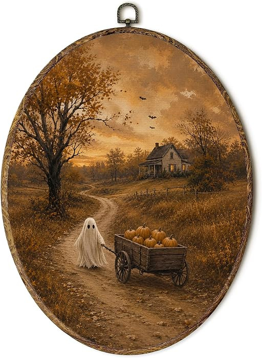 Yorhifa Farmhouse Fall Halloween Ghost Framed Wall Art Prints 8.5x11.5in | Amazon (US)