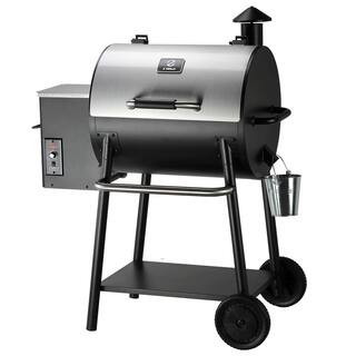 585 sq. in. Pellet Grill in Silver with Stainless Steel Lid and Grease Bucket | The Home Depot