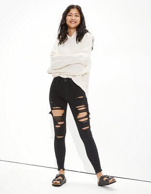 AE Ne(x)t Level Ripped High-Waisted Jegging | American Eagle Outfitters (US & CA)